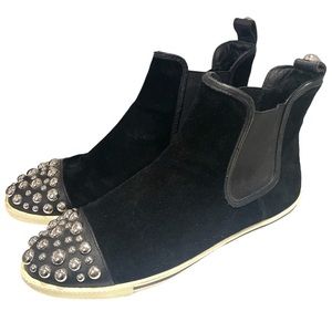 MARC JACOBS Men’s Studded Cap Black Suede High-Top Sneakers Sz 38